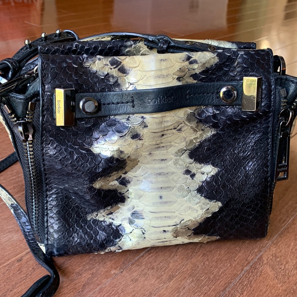 Botkier Snakeskin Mini Crossbody Bag Black & Cream